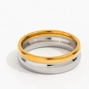 New Elegant Two-Tone Gold and Silver Ring